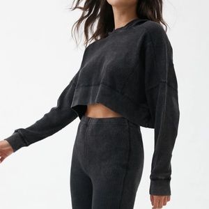 UO Thermal Cropped Hoodie Sweatshirt